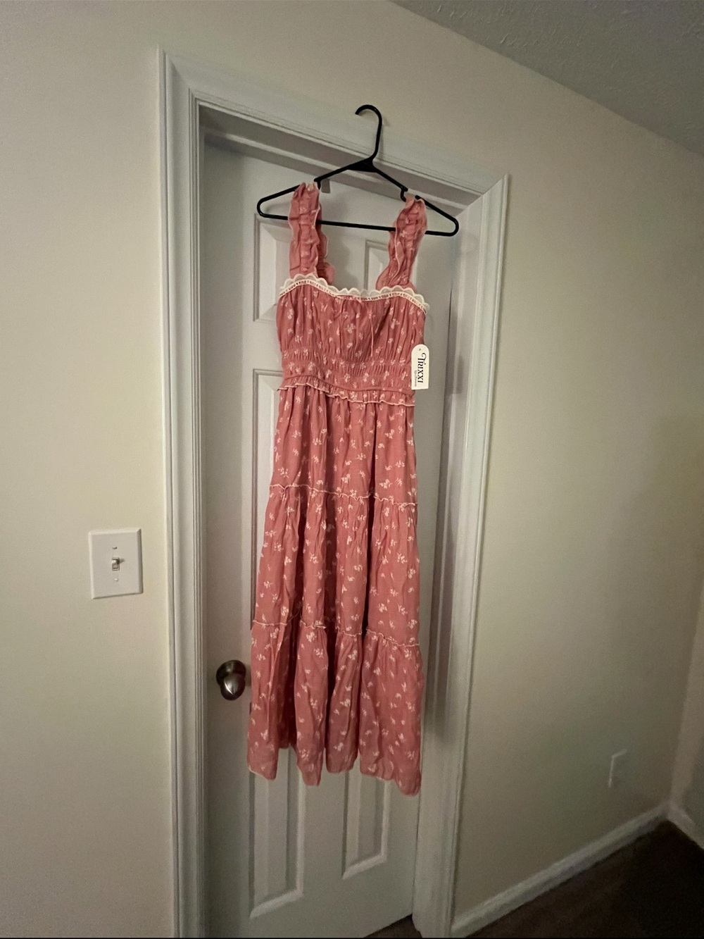 T.J.Maxx Dusty Pink Tiered Smocked Sundress with Lace